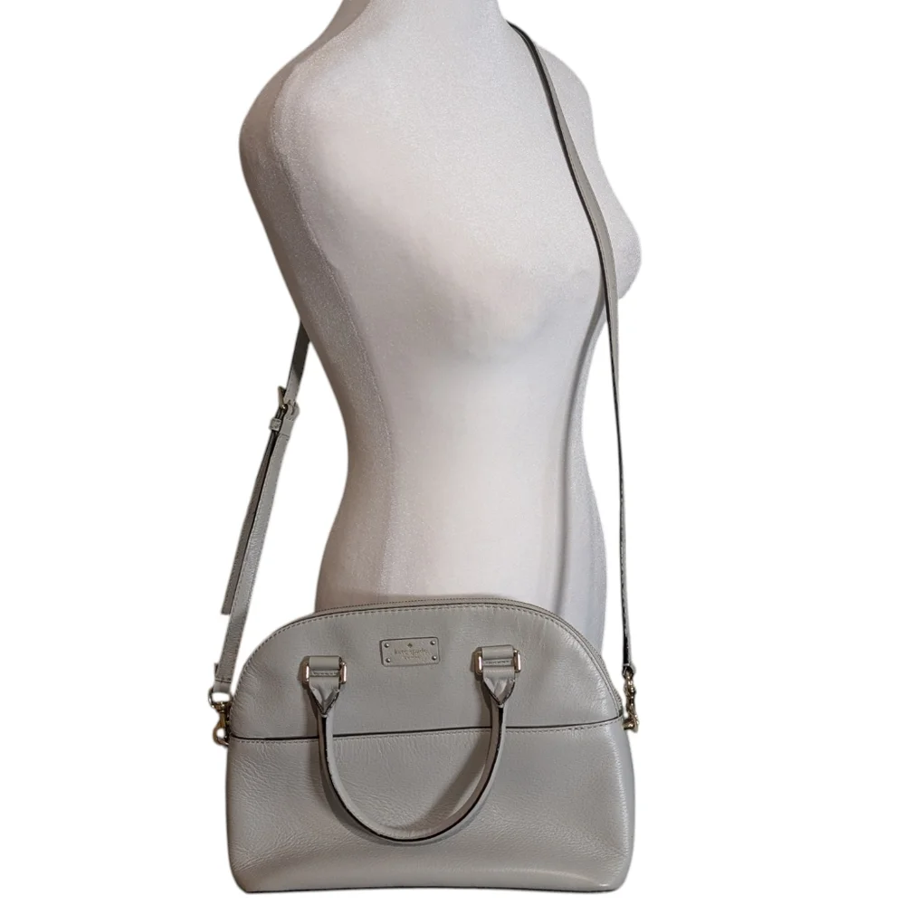 Kate Spade Grove Street Carli‎ Leather Gray Satchel Handbag With Crossbody Strap